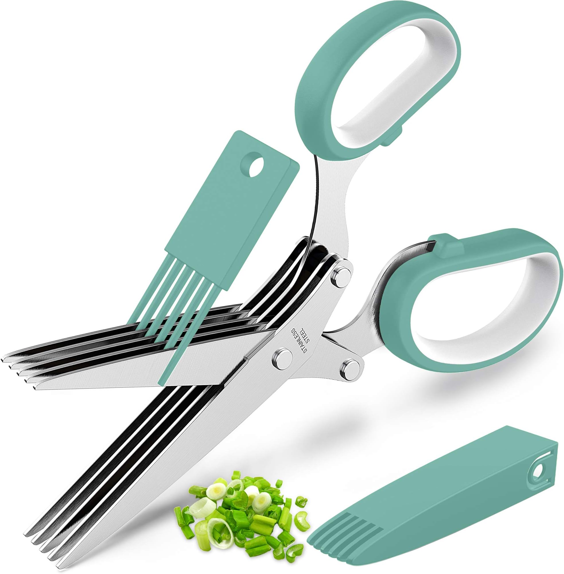 "5-Blade Herb Scissors β Chop Herbs in Seconds!"