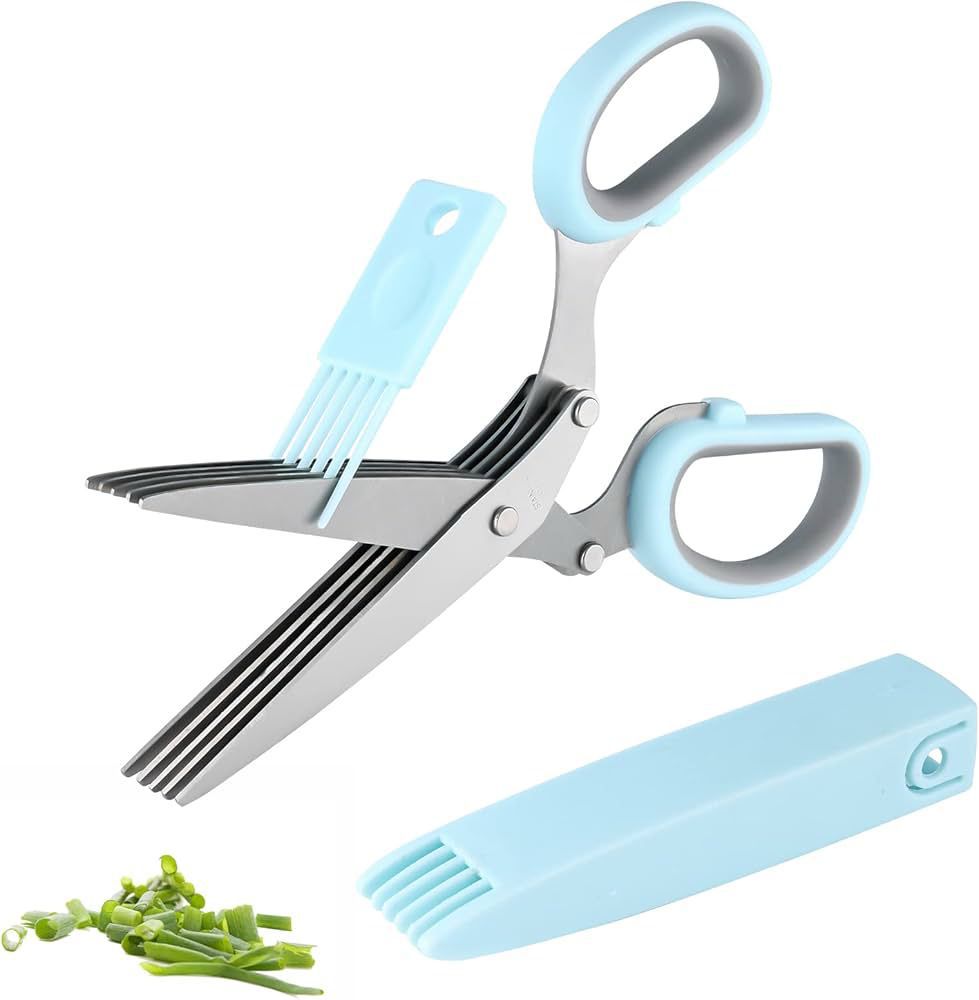 "5-Blade Herb Scissors β Chop Herbs in Seconds!"